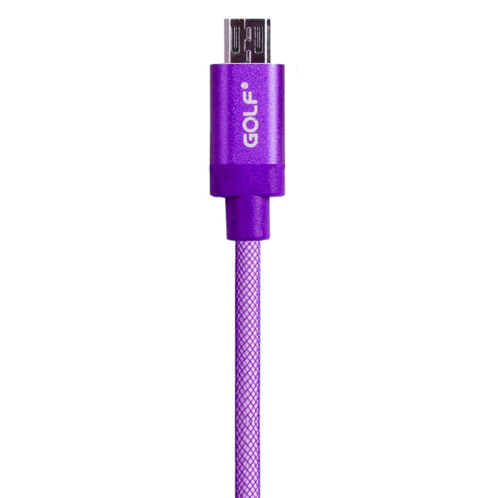 Cablu de incarcare si date cu LED Akyta, 1 metru, Golf series, Aluminiu, Android, purple